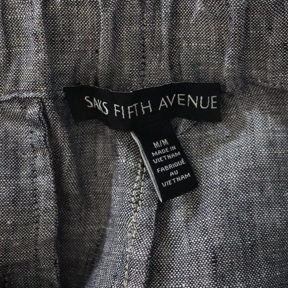 Saks Fifth Avenue 100% Linen Medium Straight Leg Elastic Roll Cuff Trouser Pants - Picture 10 of 11